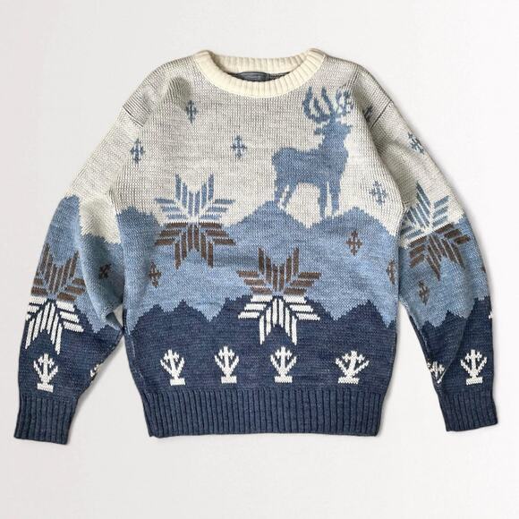 90s Nordic Scandi Hygge Crewneck Pullover Sweater Cozy Winter Minimalist Sz M - Picture 7 of 8